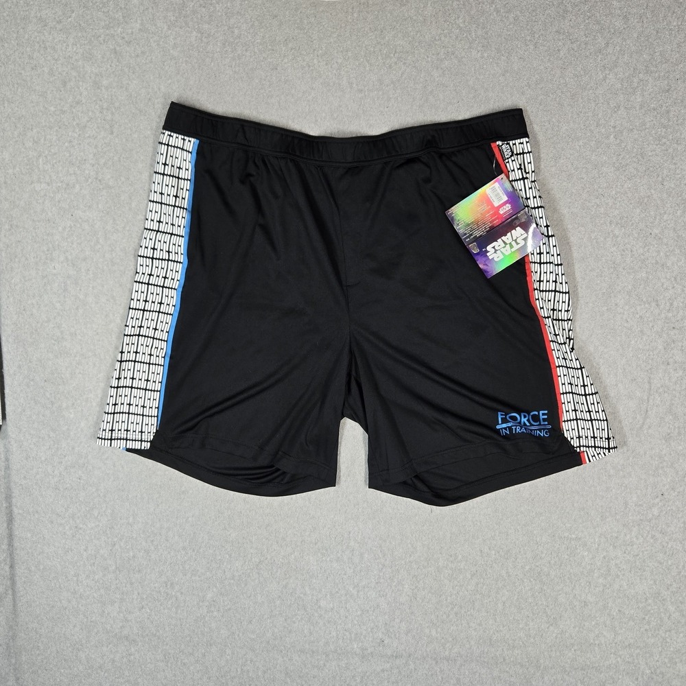 Disney Store Men Activewear Shorts 2XL Black Star Wars Force In Training NWT
